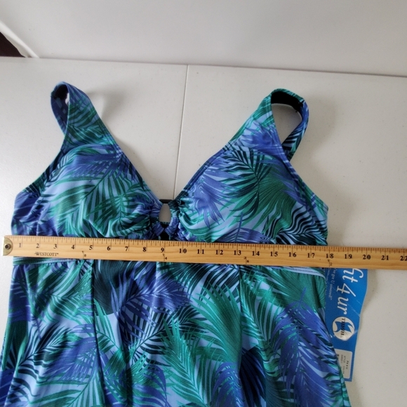 Fit 4 U One-piece Swimsuit Size 18W Leaf Print Skirted Tropical Beach NEW - Picture 7 of 15